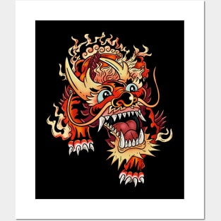 Blazing Beauty: Magic Asian Tiger Fire Design Posters and Art